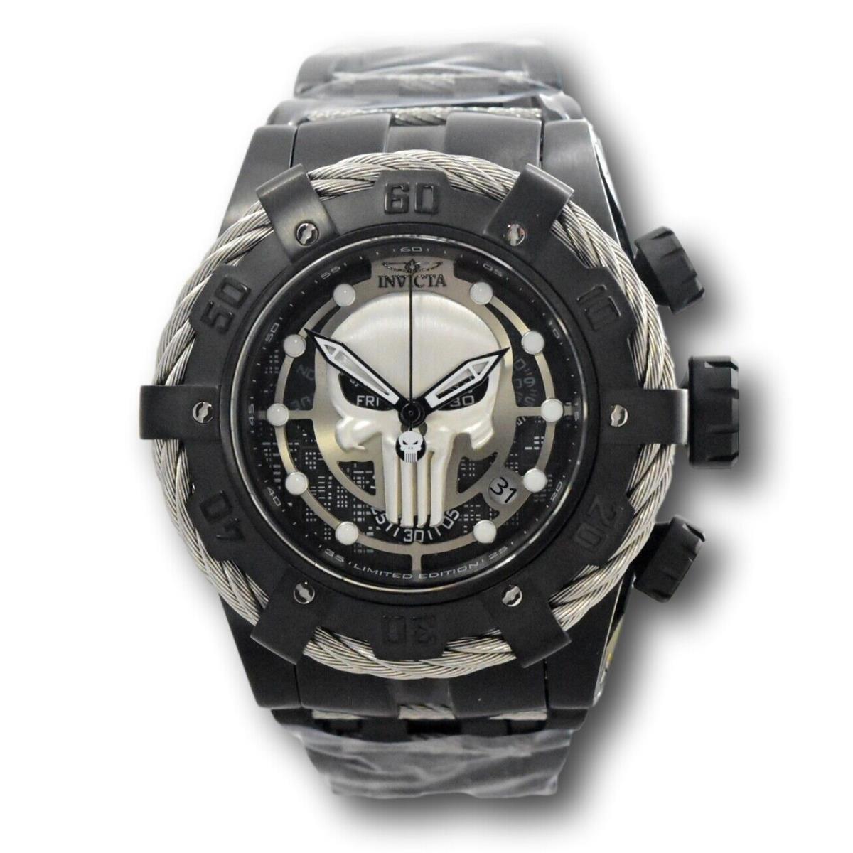 Invicta Bolt Zeus Marvel Punisher Men`s 53mm Limited Swiss Chrono Watch 35165 - Dial: Black, Band: Black, Bezel: Black