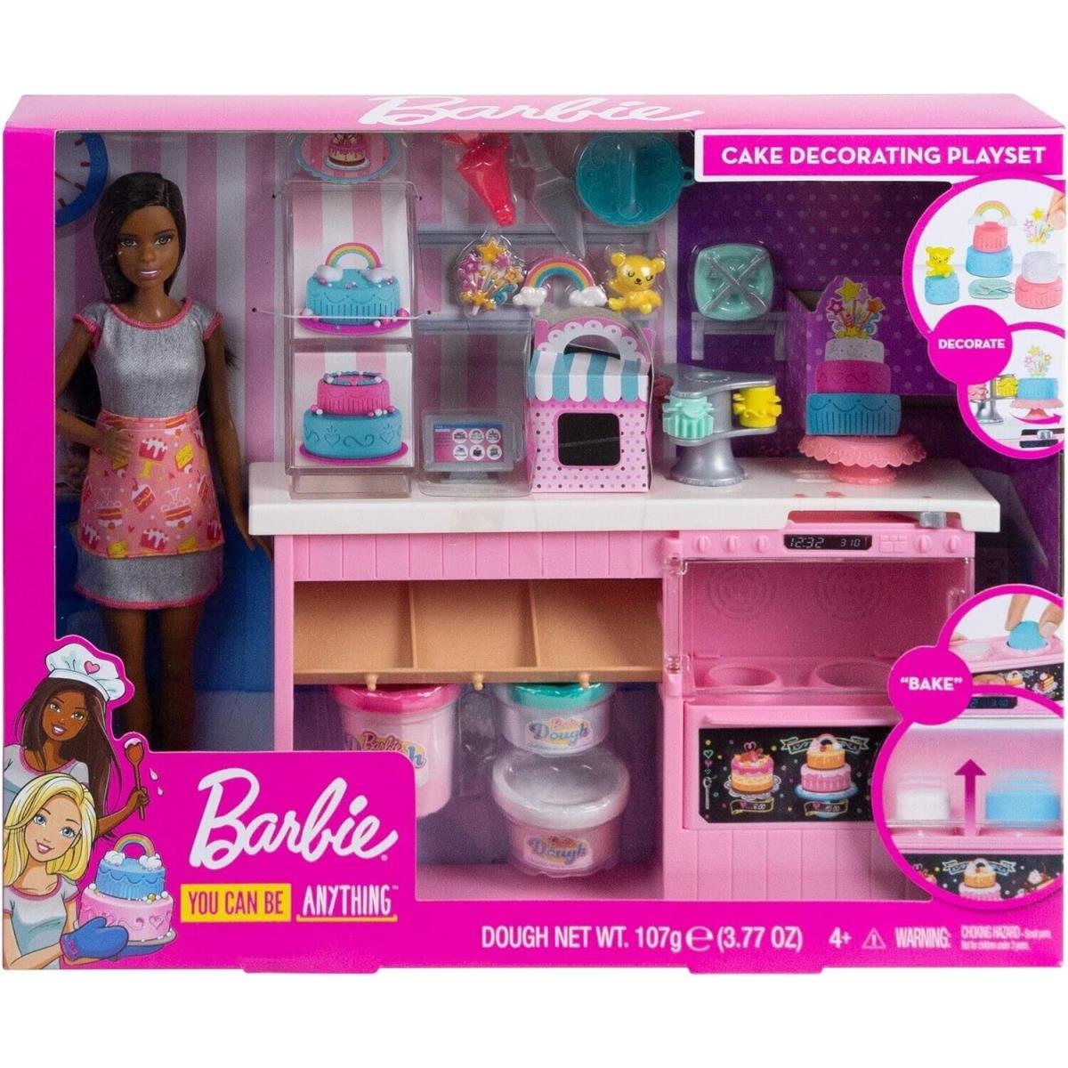 Barbie Cake Decorating Playset with Brunette Doll Baking Island with Oven