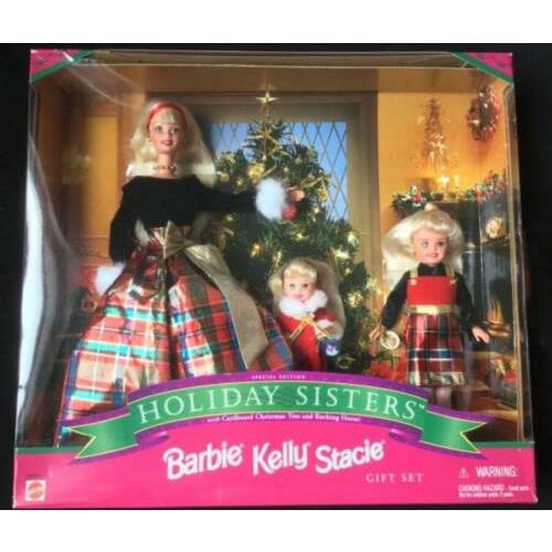 Vintage 1998 Mattel Barbie Special Edition Gift Set Holiday Sisters Kelly Stacie