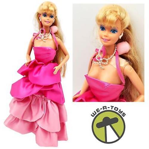 Vintage Barbie Doll with 1983 Sweet Roses P.j. Fashion Dress Mattel