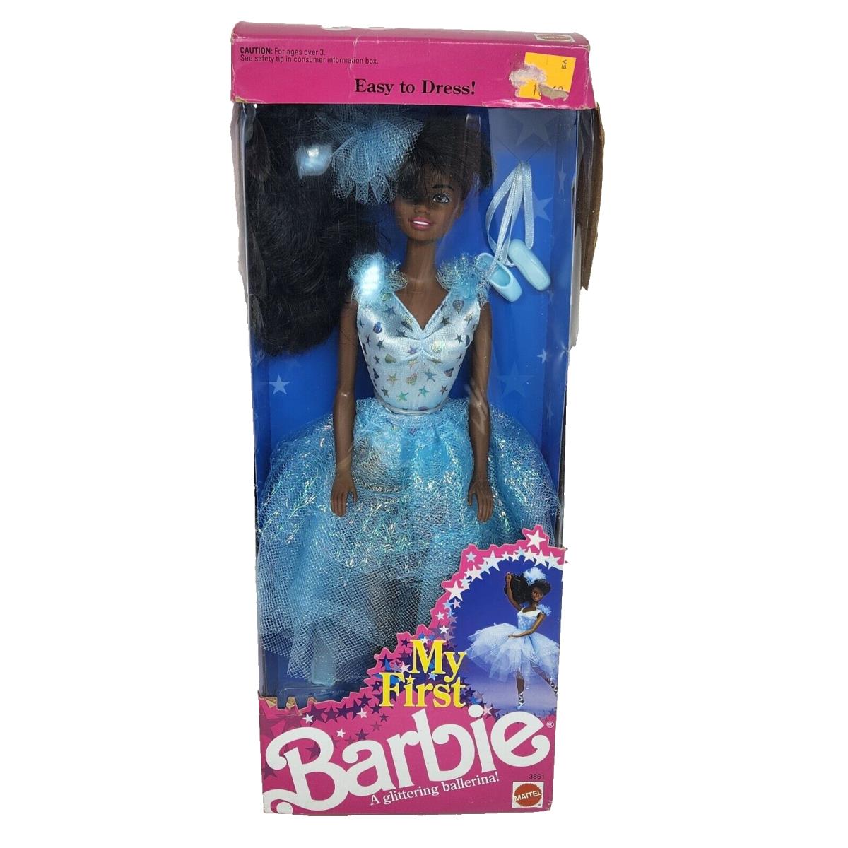 Vintage 1991 MY First Barbie Doll 3861 Black Ballerina IN Box Mattel