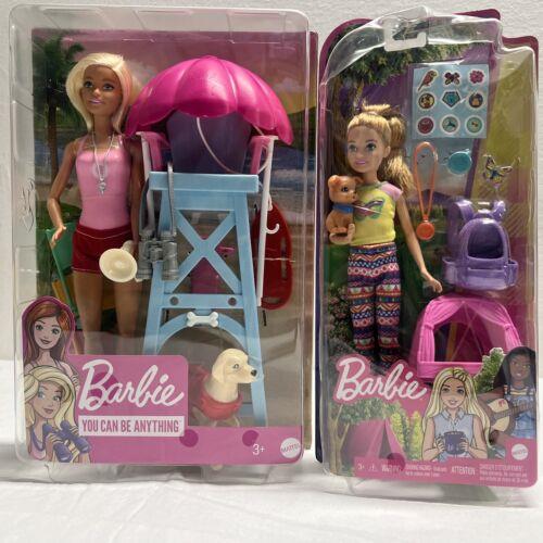 Barbie You Can Be Anything Lifeguard Doll Dog Set Binoculars Accessories Distres