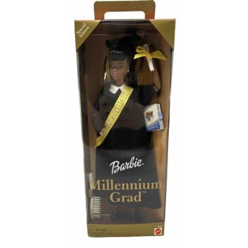 Nrfb Vintage 1999/2000 Millennium Grad Barbie 25750 Black Gown African American