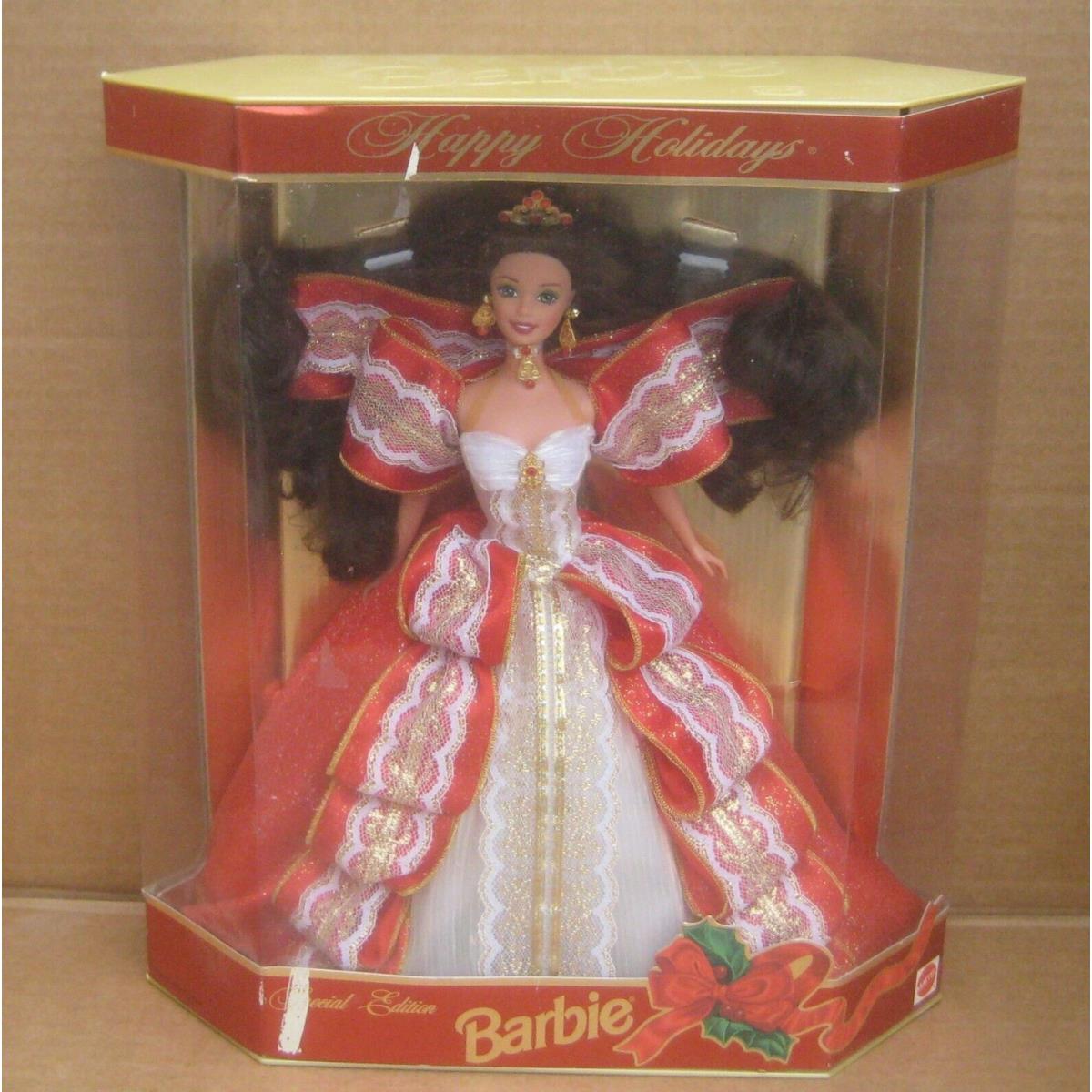 Vintage 1997 Happy Holidays Barbie Doll with Green Eyes Mattel