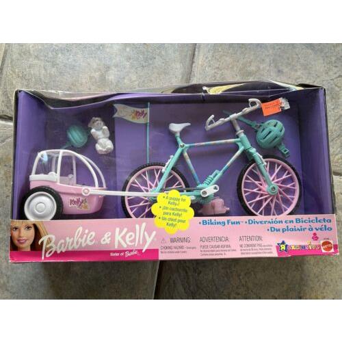 Vintage Mattel 2002 Barbie and Kelly Biking Fun Play Set