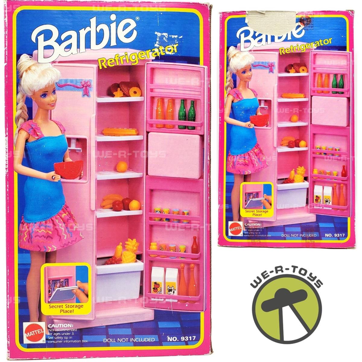 Barbie Refrigerator with Accessories and Secret Storage Place Mattel 9317 Nrfb