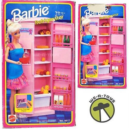 Barbie Refrigerator with Accessories and Secret Storage Place Mattel 9317 Nrfb