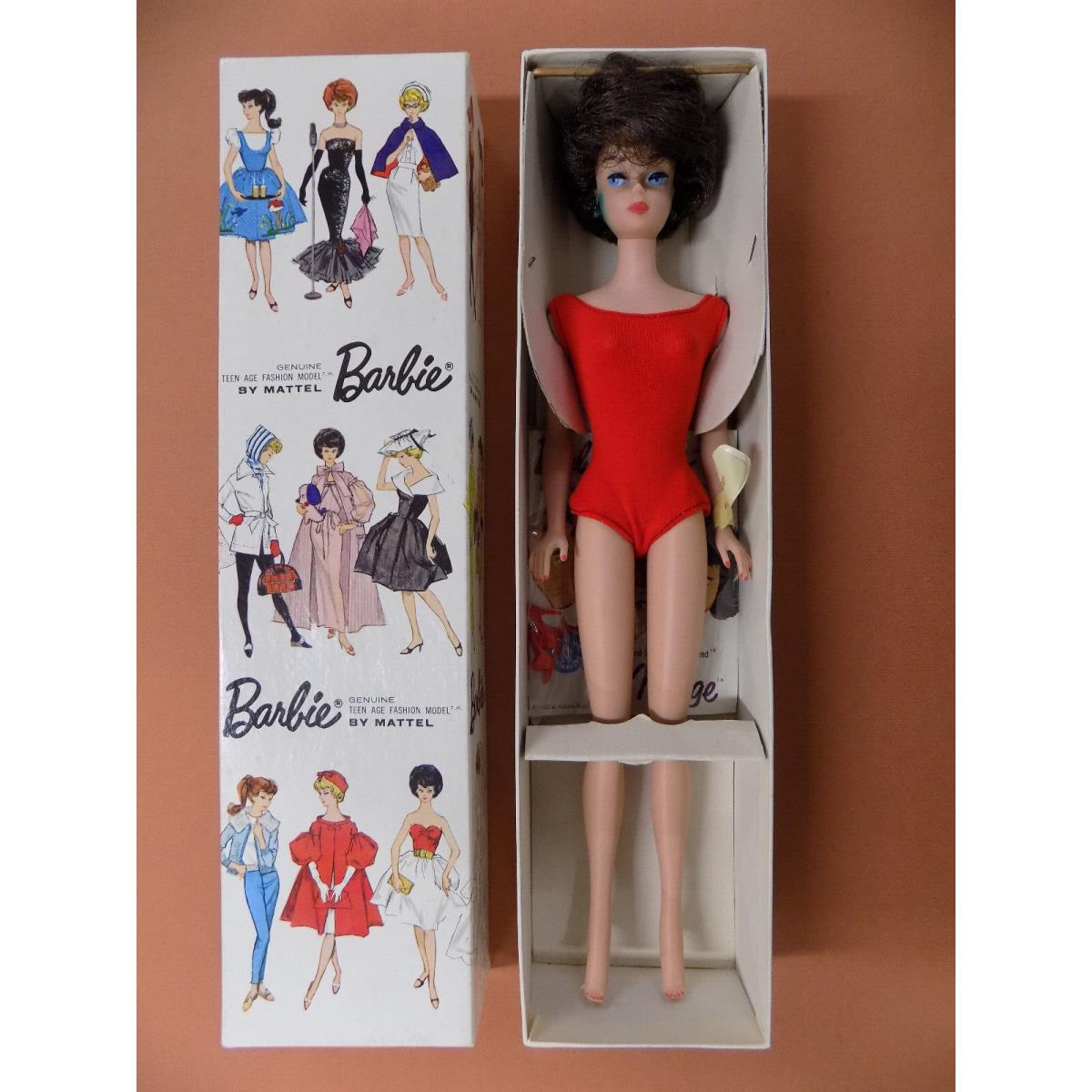 Mattel Barbie Doll 1962 Stock No. 850 Brunette Bubble Cut