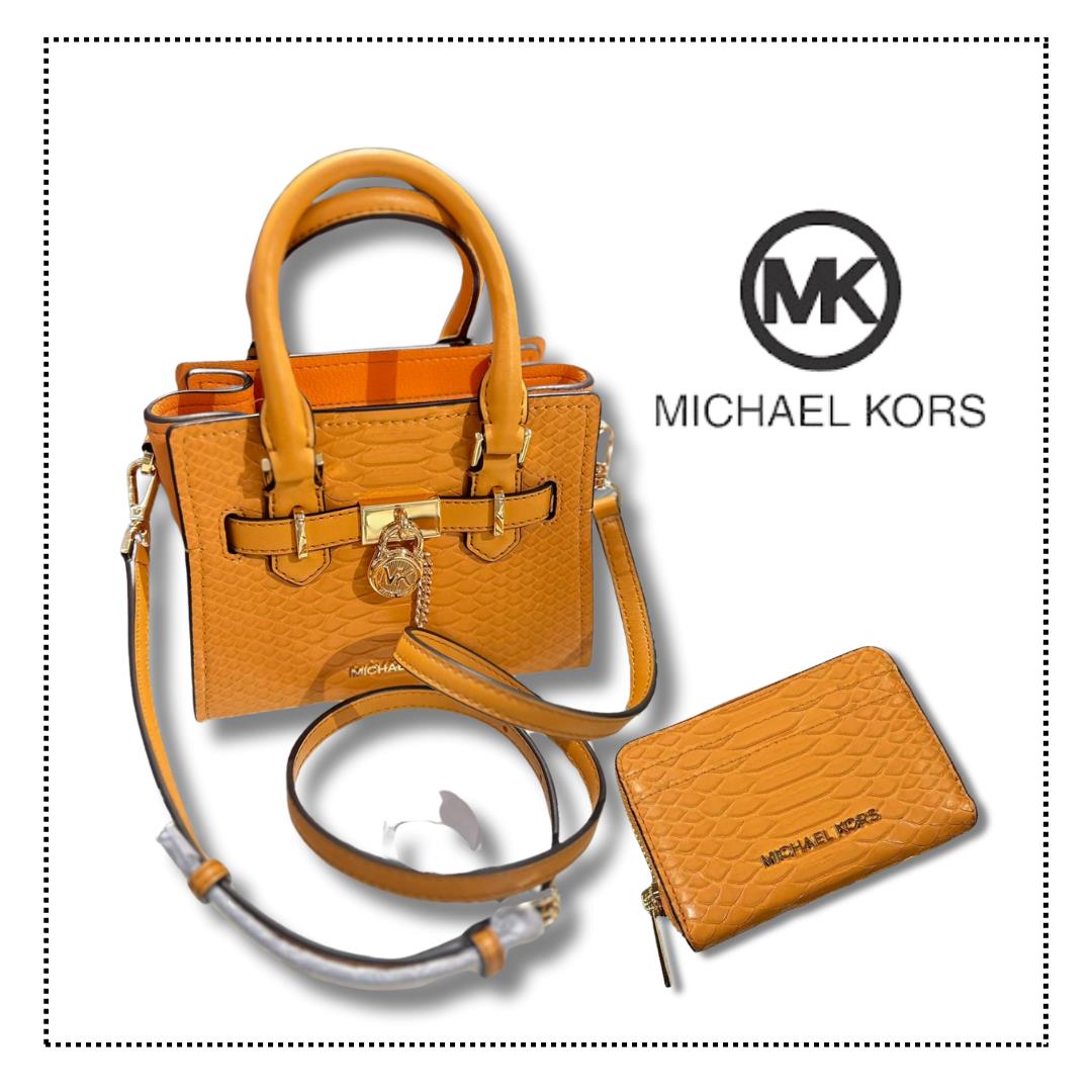 Michael Kors Hamilton XS Satchel Crossbody Bag+ Card Case Wallet Combo Variation CIDER