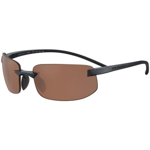 Serengeti Lupton Small Polarized Men`s Rimless Wrap Sunglasses - SS55200 - Italy Matte Black/Drivers Brown (SS552005)