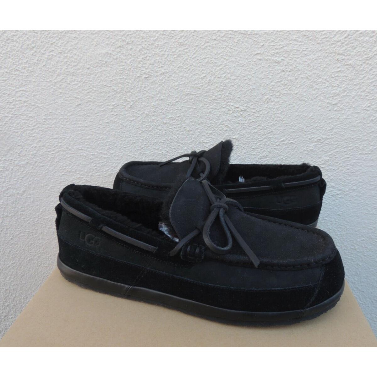 Ugg Black Parkdale Moc Toe Suede/ Sheepskin Slippers Shoes US 12/ Eur 45