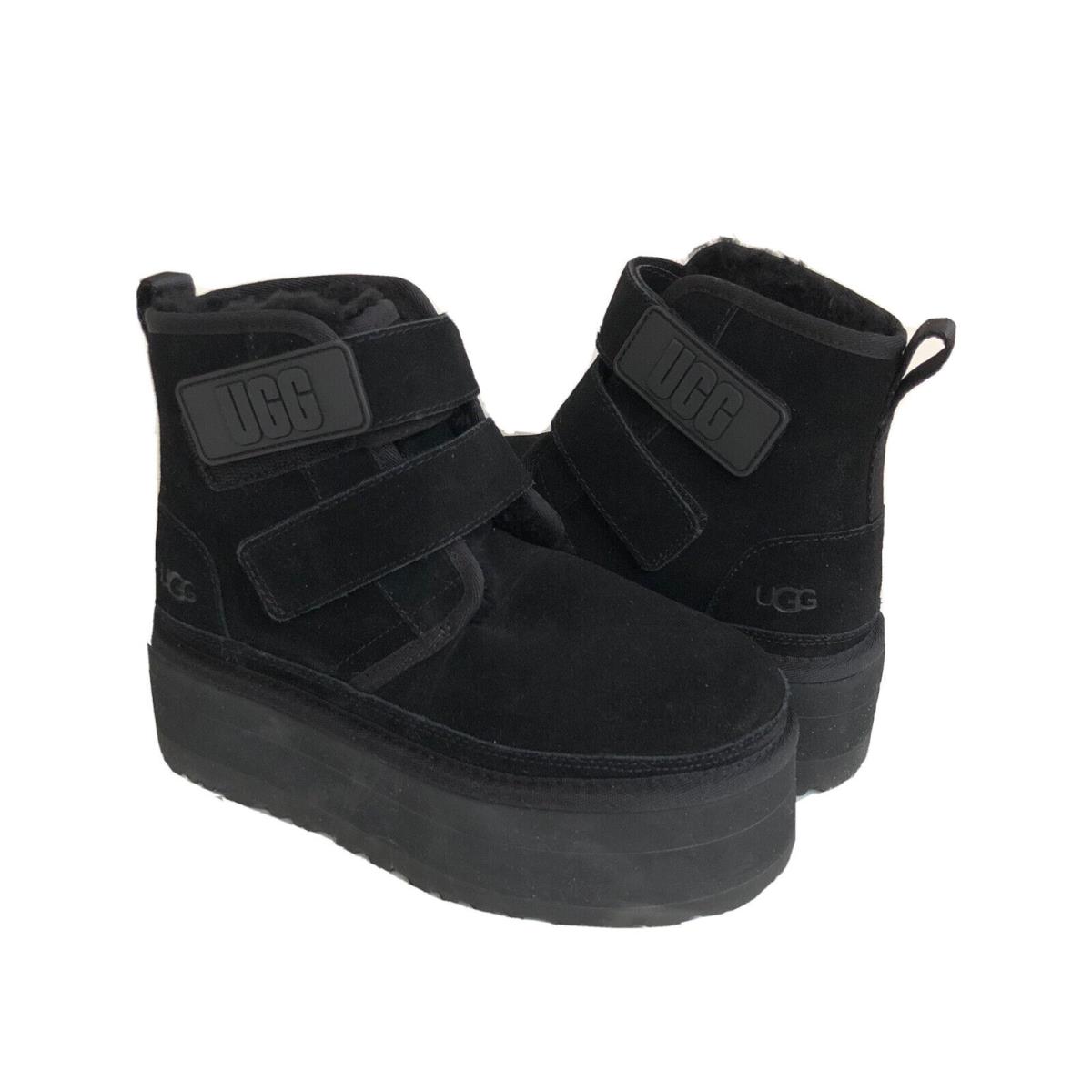 Ugg Women Neumel Double Straps Platform Black Suede Boots US 9 / EU 40 / UK 7