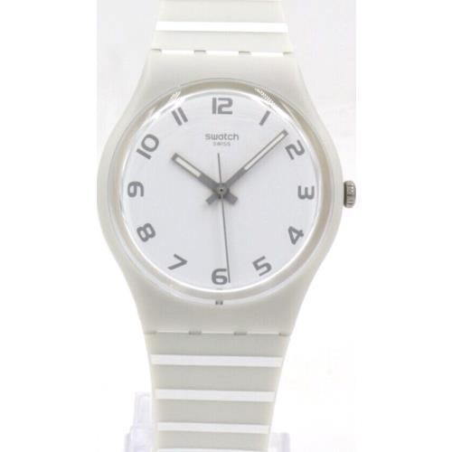 Swiss Swatch Originals Grayure Silicone Stripes Watch 34mm GM190