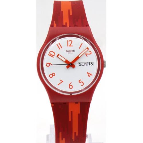 Swiss Swatch I Love Your Folk Red Flame Silicone Watch 34mm GR711