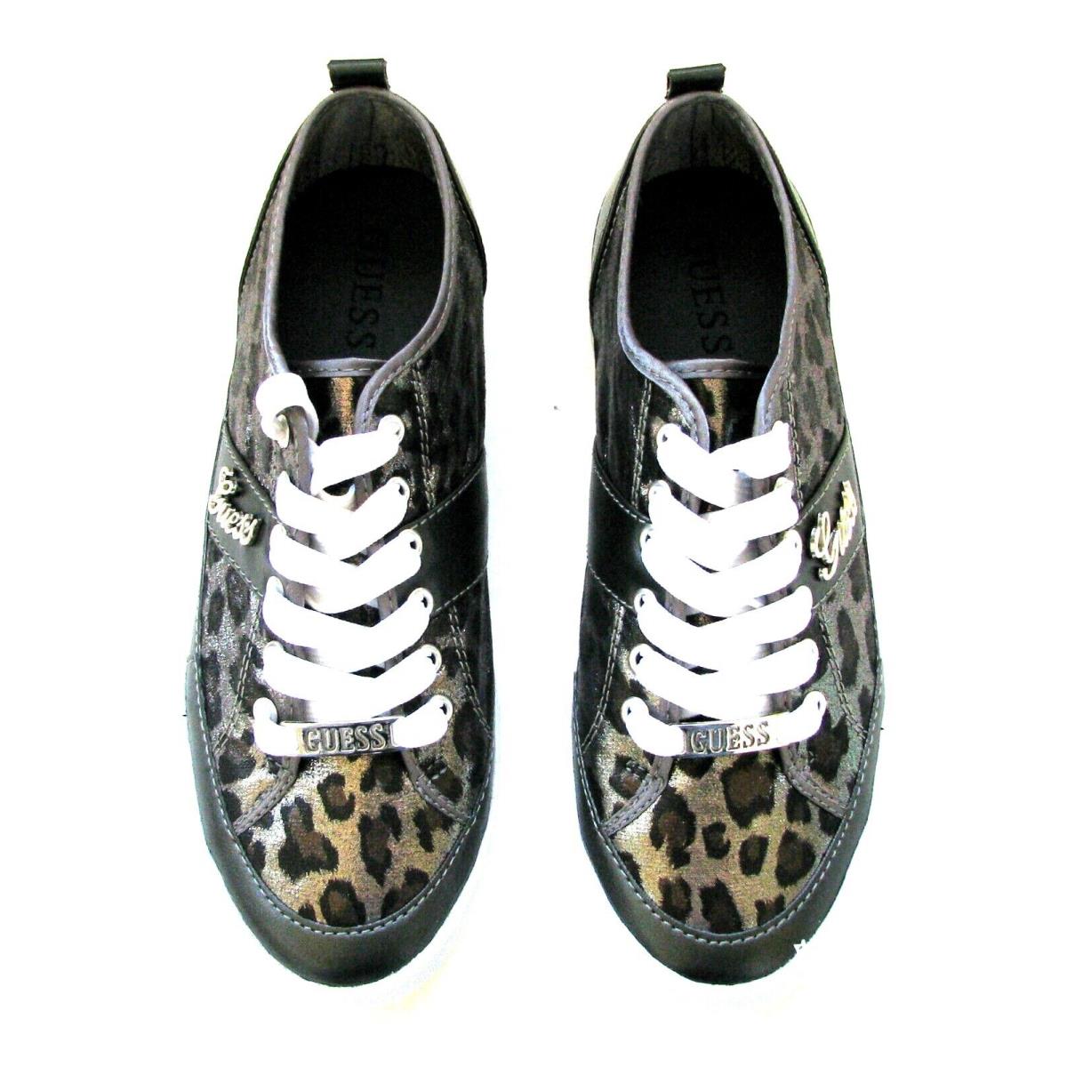 Guess Briar Metallic Pewter Leopard Print Silver Sport Shoes Size 7.5-9+BOX