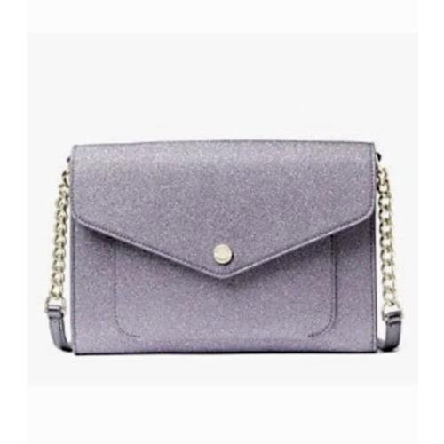 Kate Spade Tinsel Glitter Flap Crossbody Lilac Frost Purple Purse Handbag - Handle/Strap: Purple, Hardware: Gold, Exterior: