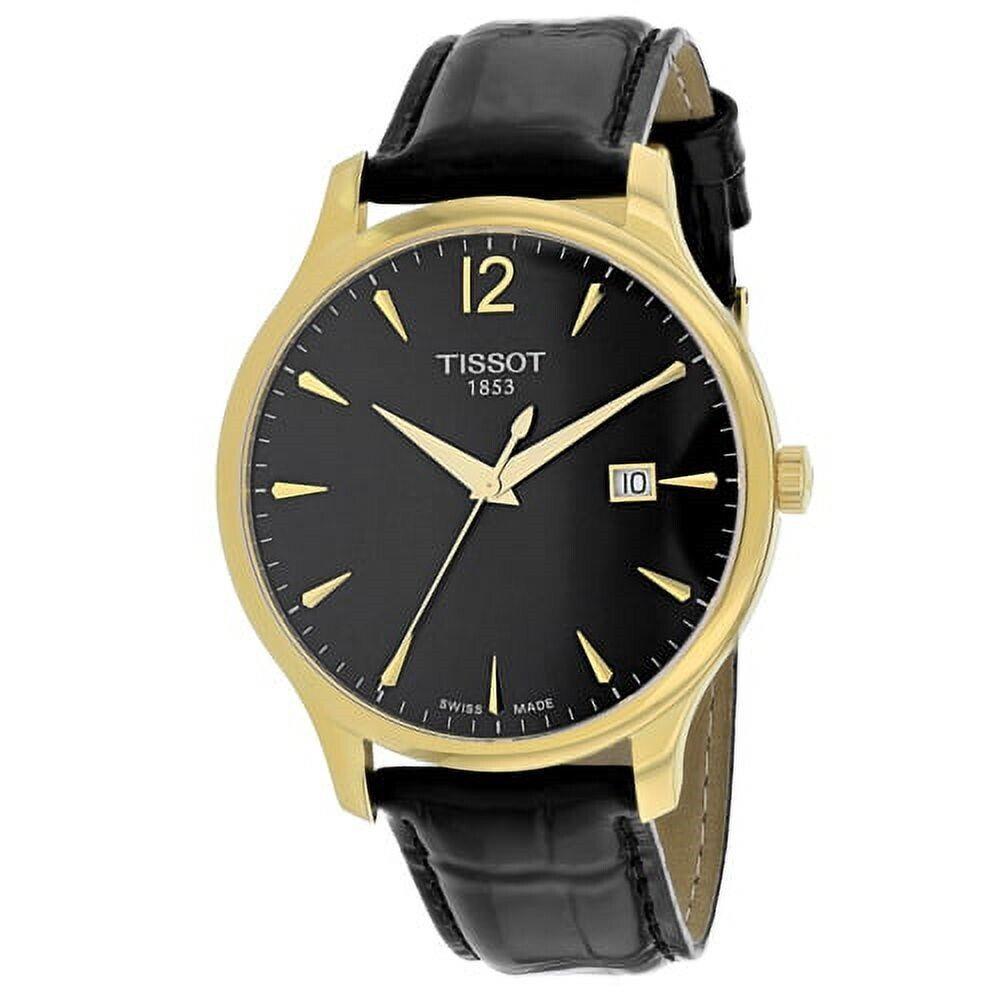 Tissot Tradition Quartz T063.610.36.057.00 Yellow Gold Pvd Stainless Watch W/b P - Dial: Black, Band: Black, Bezel: Gold