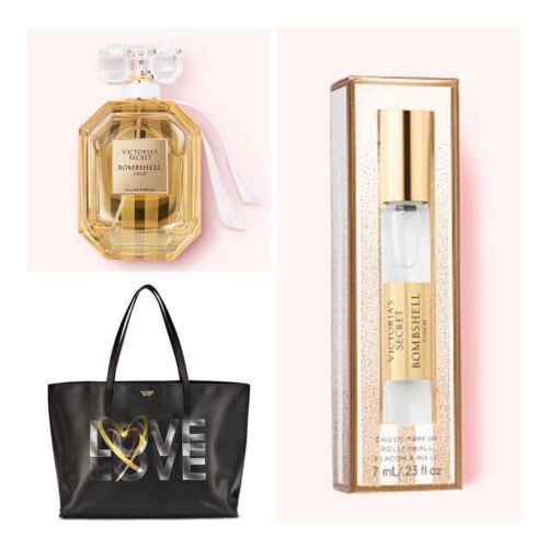 Victoria s Secret Bombshell Gold Eau de Parfum 1.7 Fl.oz. /rollerball /tote Bag