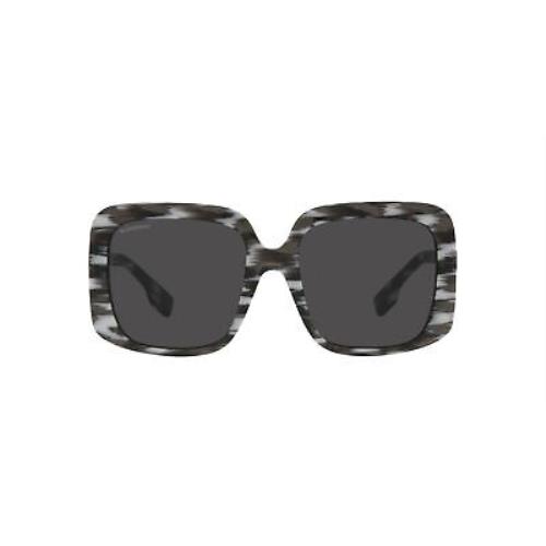 Burberry BE4363 397887 Penelope White Black Dk Grey Square 55 Women`s Sunglasses - Frame: White Black, Lens: Dark Grey