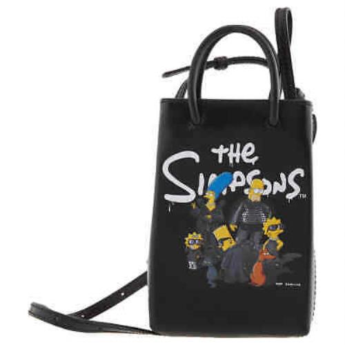 Balenciaga The Simpsons Mini Shopping Bag In Shiny Box Calfskin 593826 23VBN