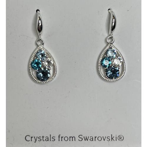 Crystals From Swarovski Teardrop Pierced Earrings Rhodium Plated 7334c