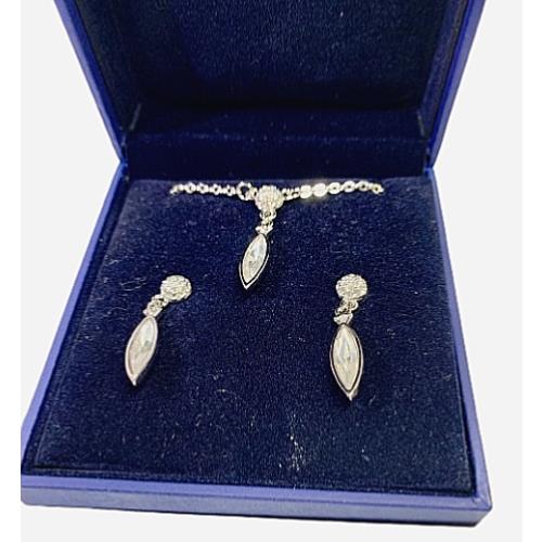 Swarovski Ivory Drop Boxed Set Necklace Earrings Rhodium Plate 860108 Harrods