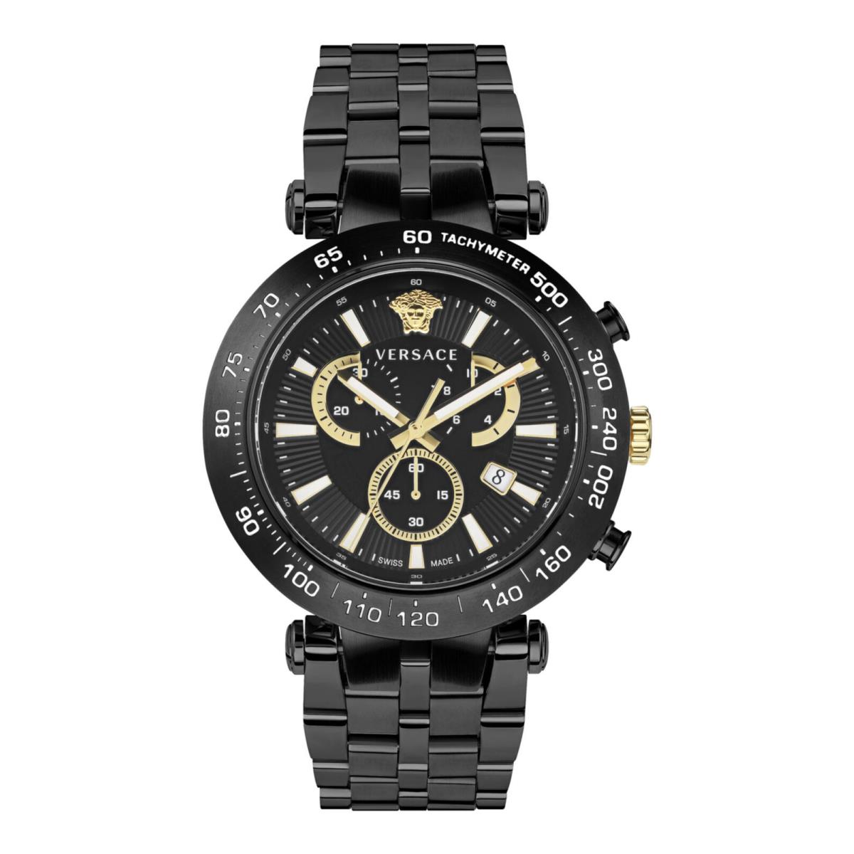 Versace Mens Bold Chrono IP Black 46mm Bracelet Fashion Watch