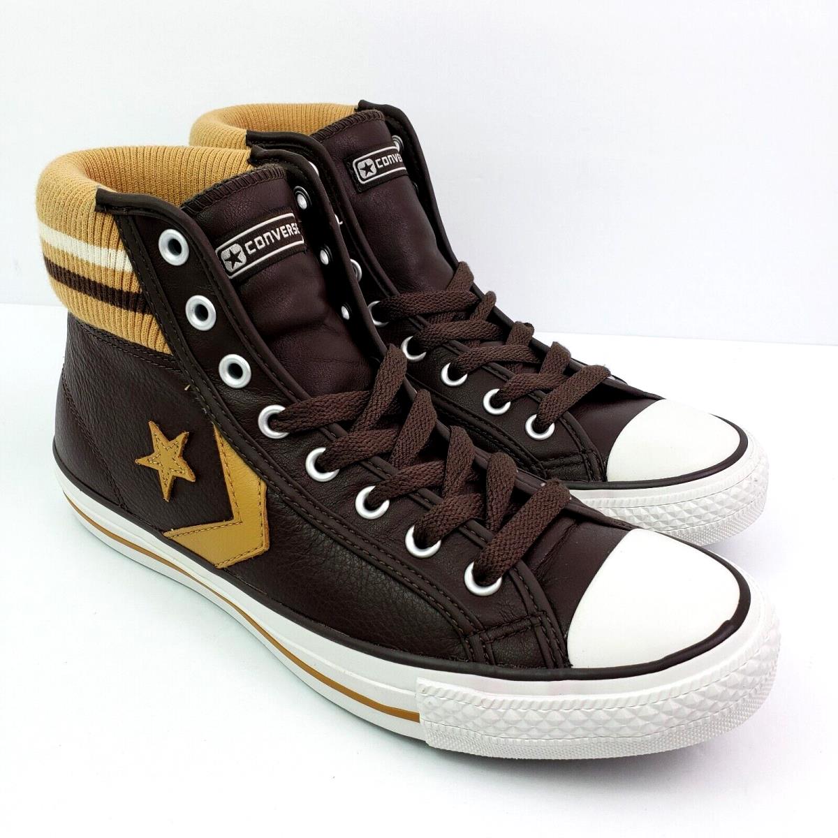 Converse Star Plyr Cuff Mid Mens Sz 8 Womens Sz 10 Brown Leather Sneaker Shoes