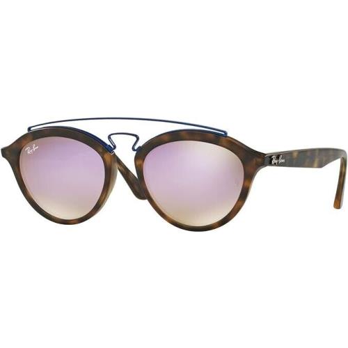 Ray-ban Women`s RB4257 Gatsby II Round Sunglasses Matte Havana/mirror Gradient