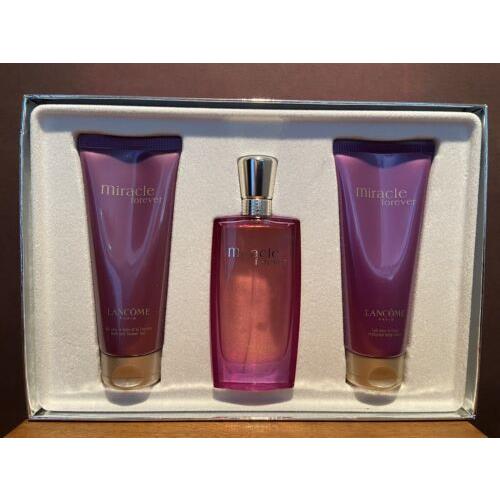 Miracle Forever Lancome Gift Set 1.7 OZ / 50 ML Edp+shower Gel+b. Lotion Rare