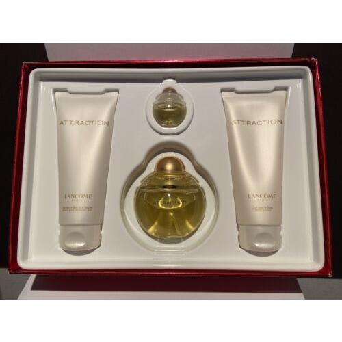 Attraction by Lancome Set 3.4oz Edp Spray 0.23oz Spl 3.4oz S/g 3.4 oz B/l Rare