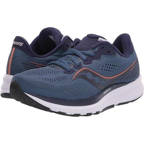 Saucony Women`s Ride 14 Comfortable Running Shoes - FOG/CHERRY