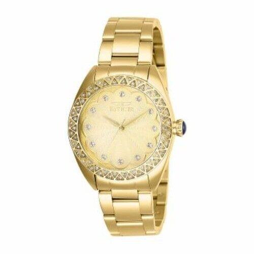 Invicta Wildflower Womens Quartz 35 MM Gold Case Gold Dial - Model 28826 - Dial: Gold, Band: Gold