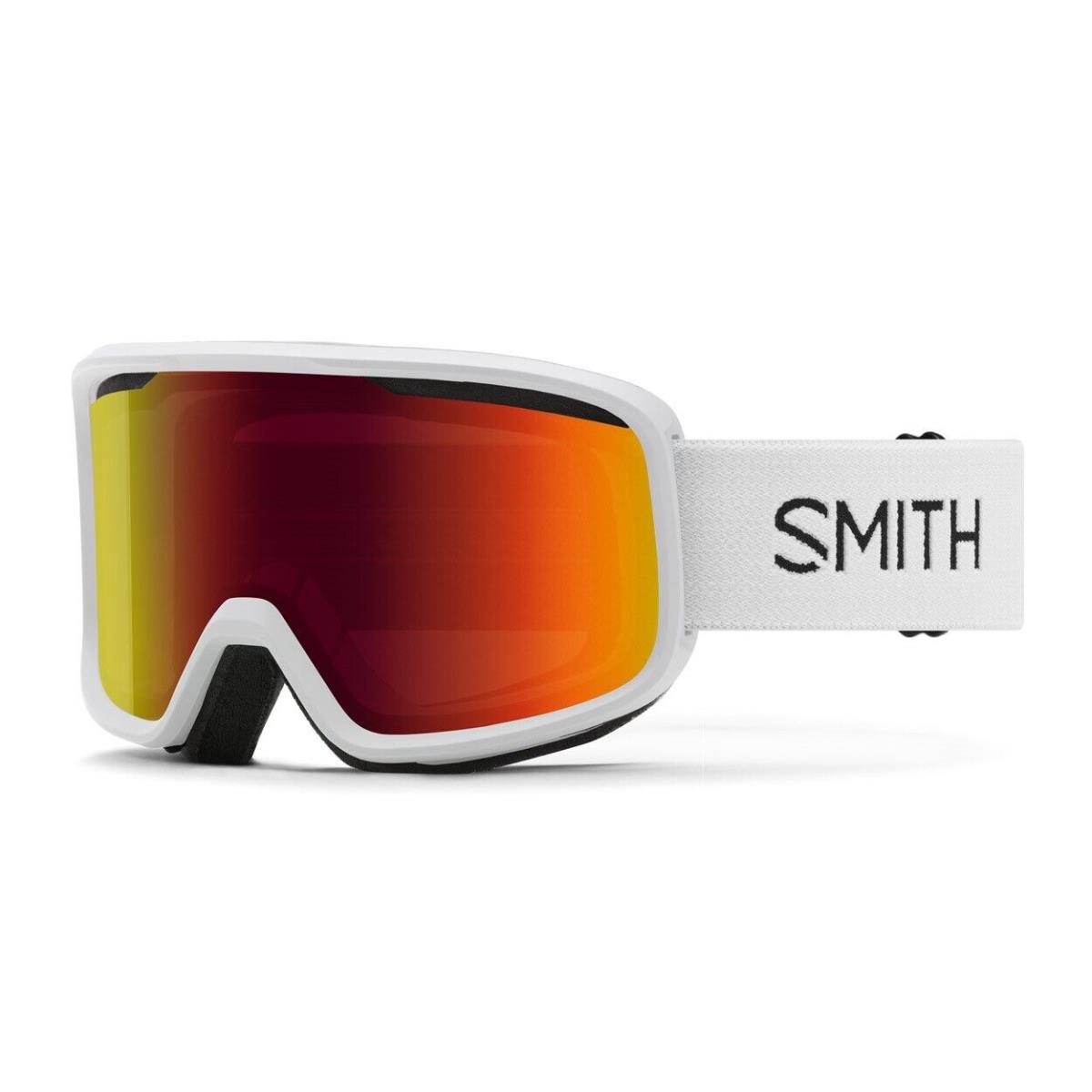 Smith Frontier Snow Goggles White Frame Red Sol-x Mirror Lens 2023 - Frame: White