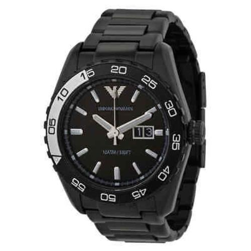 Emporio Armani Sportivo Black Dial Blaxk Ion-plated Men`s Watch AR6049 - Dial: Black, Band: Black Ion-plated, Bezel: Black Ion-plated