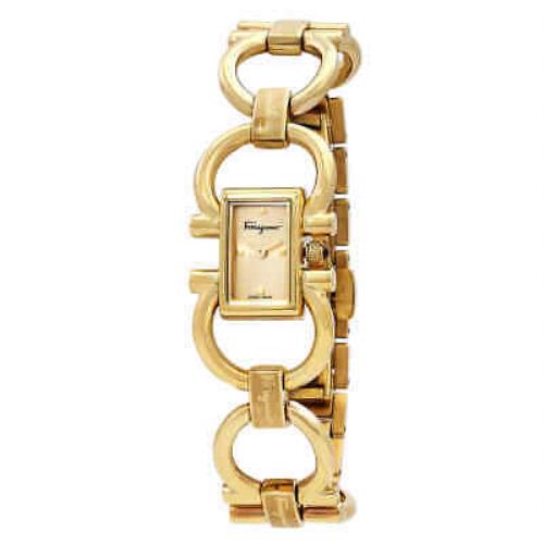 Salvatore Ferragamo Double Gancini Mini Quartz Gold Dial Ladies Watch SFKH00123