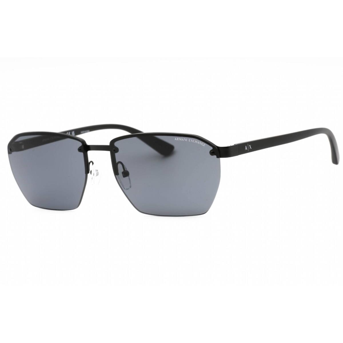 Armani Exchange Men`s Sunglasses Matte Black Metal Pilot Frame 0AX2048S 600087