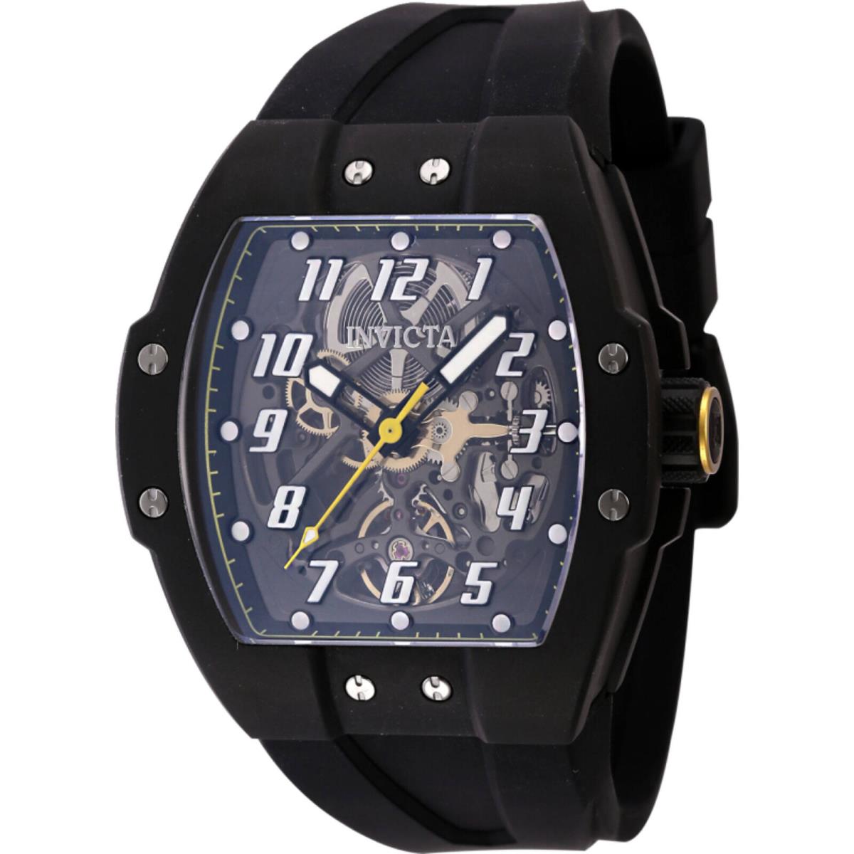 Invicta Men`s Watch JM Correa Automatic Transparent and Black Dial Strap 44971 - Dial: Transparent, Black, Band: Black