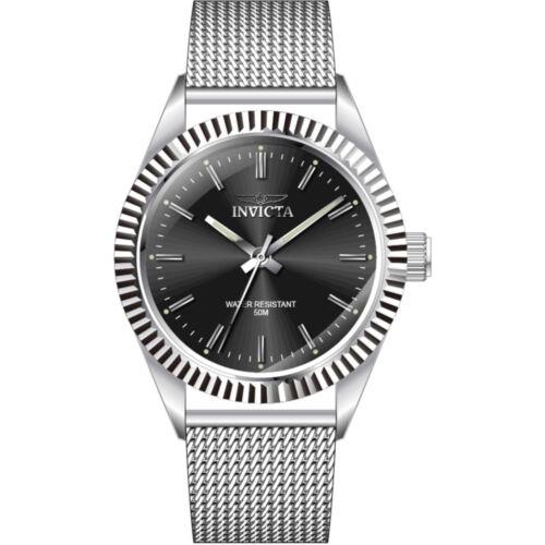 Invicta Men`s Watch Specialty Quartz Black Dial Silver Tone Mesh Bracelet 45705 - Dial: Black, Band: Silver