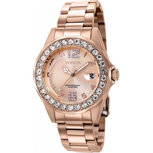 Invicta Pro Diver Quartz Crystal Rose Gold Dial Ladies Watch 37698