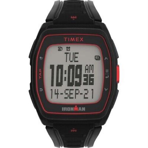 Timex Tw5M47500 Ironman T300 Watch Black/red Silicone Strap