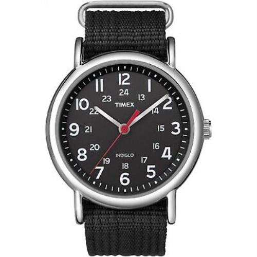 Timex Unisex T2N647 Weekender 38mm Black Nylon Slip-thru Strap Watch - Black