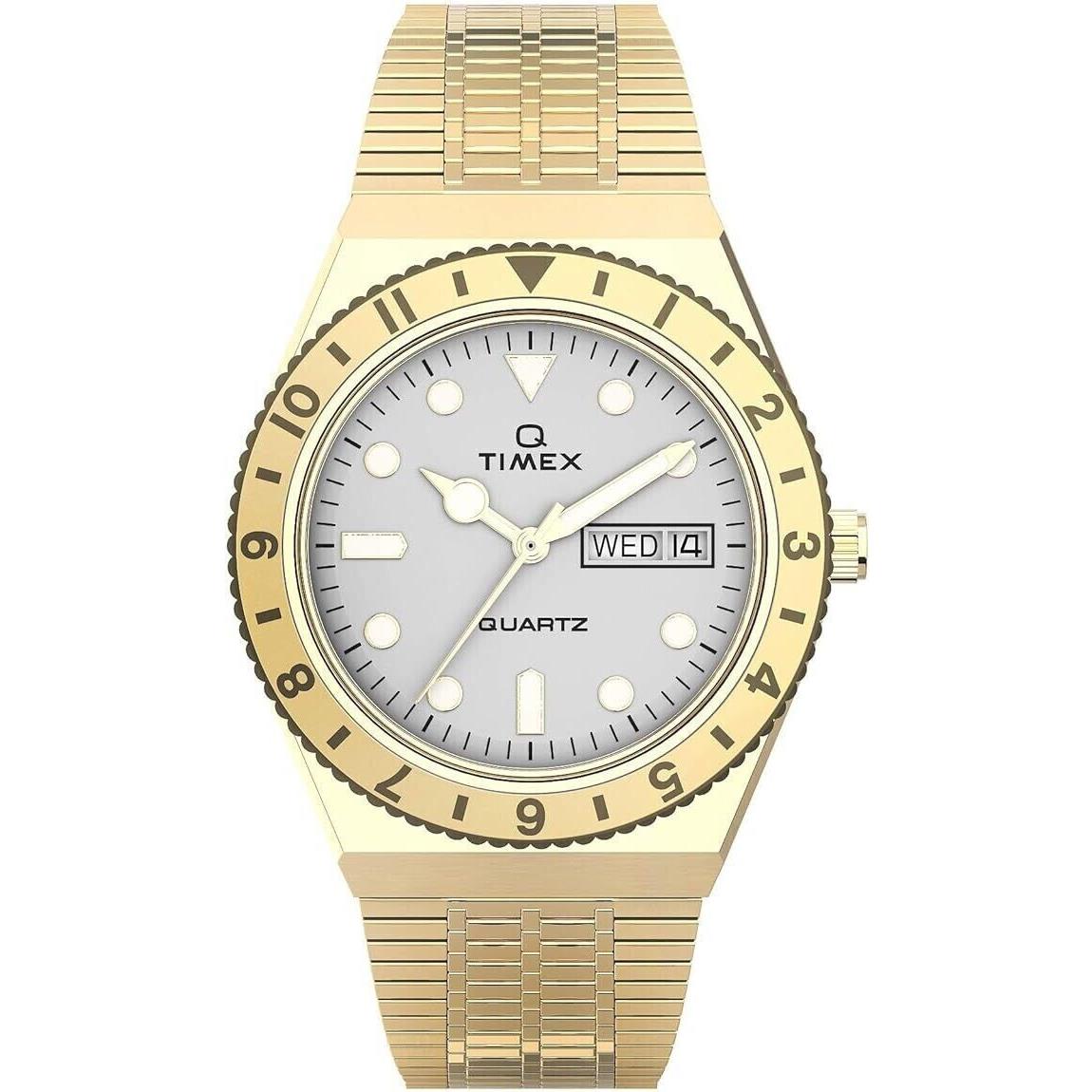 Timex TW2U95800 Gold Tone Stainless Steel Q Reissue Day/date Women`s Watch - Dial: , Band: Gold, Bezel: Gold