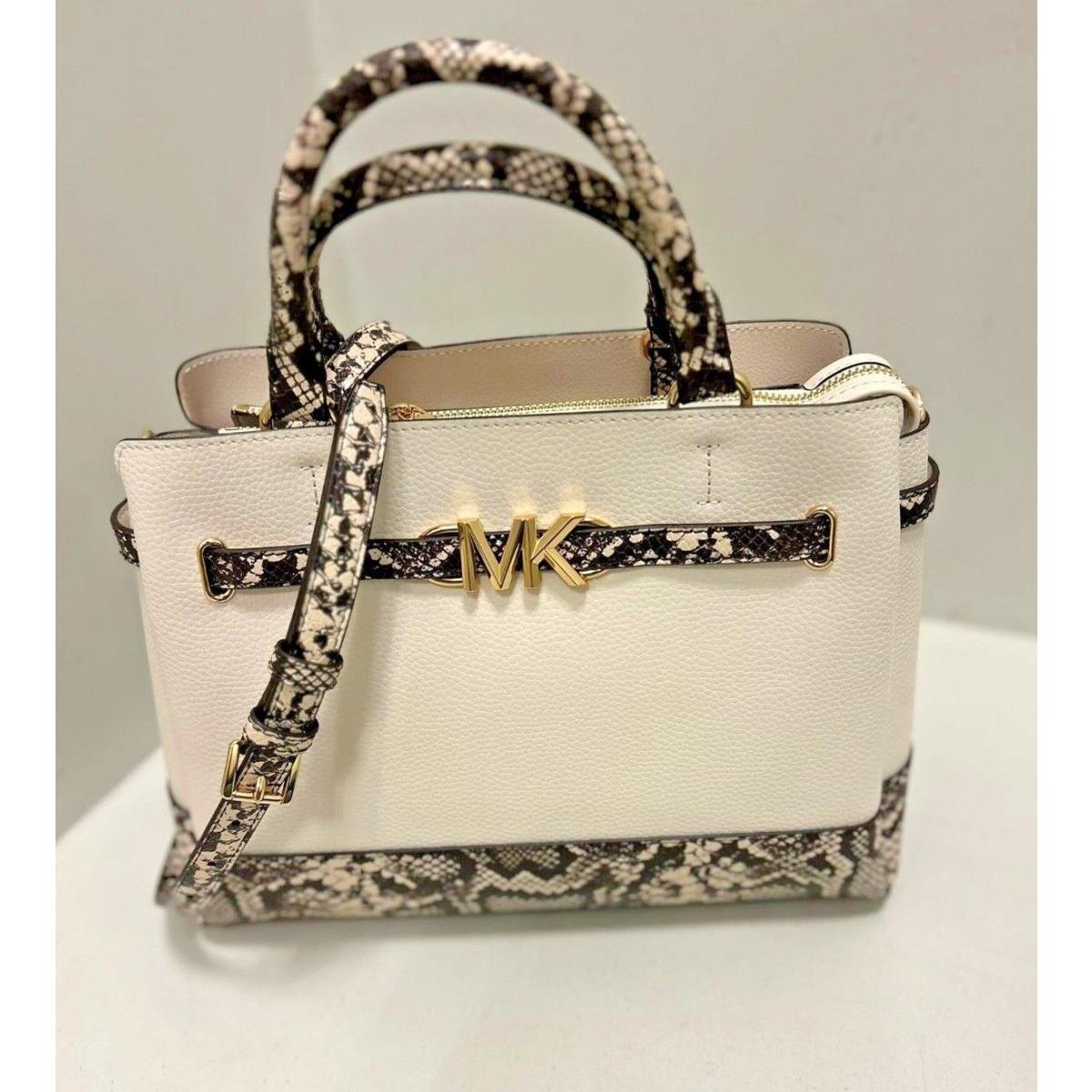 Michael Kors Reed Large Leather Satchel Crossbody Handbag Shoulder Purse Bag MK LIGHT CREAM