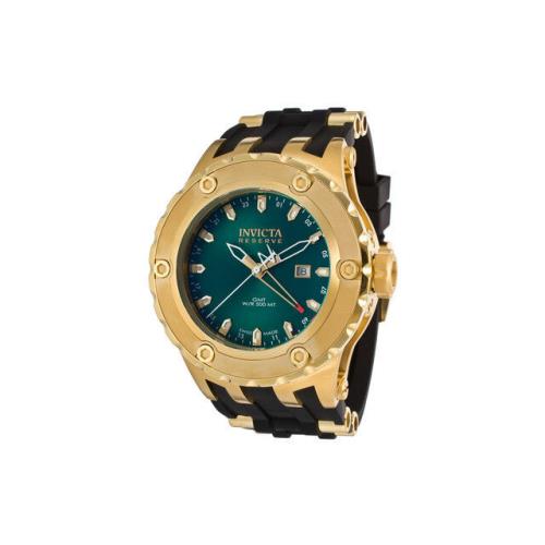 Swiss Made Iinvicta 80593 Subaqua Reserve Gmt Gold-tone SS Green Dial Mens Watch - Dial: Green, Band: Black