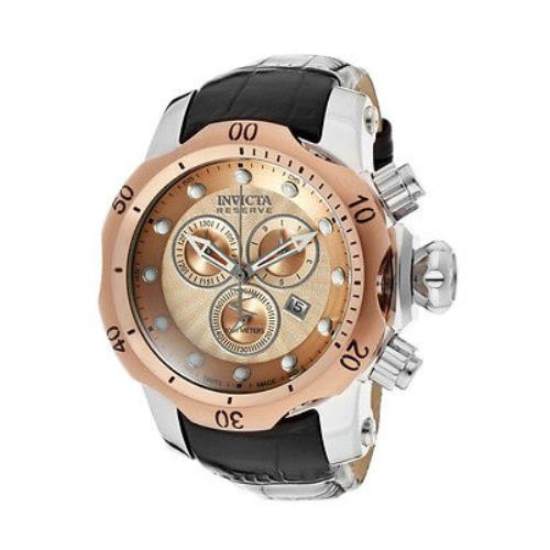 Swiss Made Invicta 10813 Reserve Venom Chronograph Rose-gold Dial Men`s Watch - Dial: Rose Gold, Band: Black
