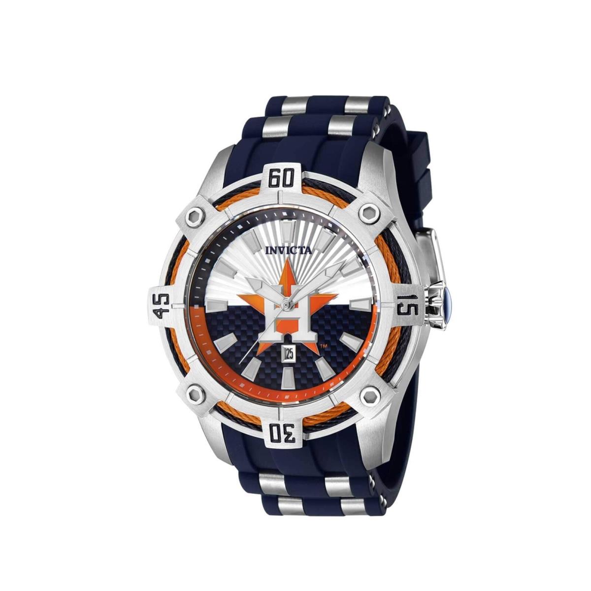 Invicta Men`s Watch Mlb Houston Astros Quartz Silver and Blue Dial Date 43269 - Face: Silver, Blue, Dial: Silver, Blue, Band: Silver, Blue