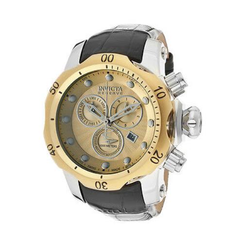 Swiss Made Invicta 10819 Reserve Venom Chronograph Gold Dial Two-tone Mens Watch - Dial: Yellow Gold, Band: Black