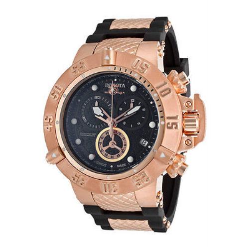 Swiss Made Invicta 15803 Subaqua Noma Iii Chronograph 18K Rose Gold Plated Watch - Dial: Black, Band: Black