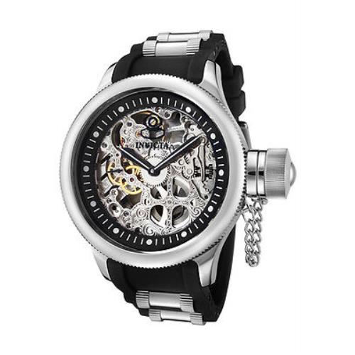 Invicta 1088 Russian Diver Skeleton Mechanical Men`s Watch - Dial: , Band: Black